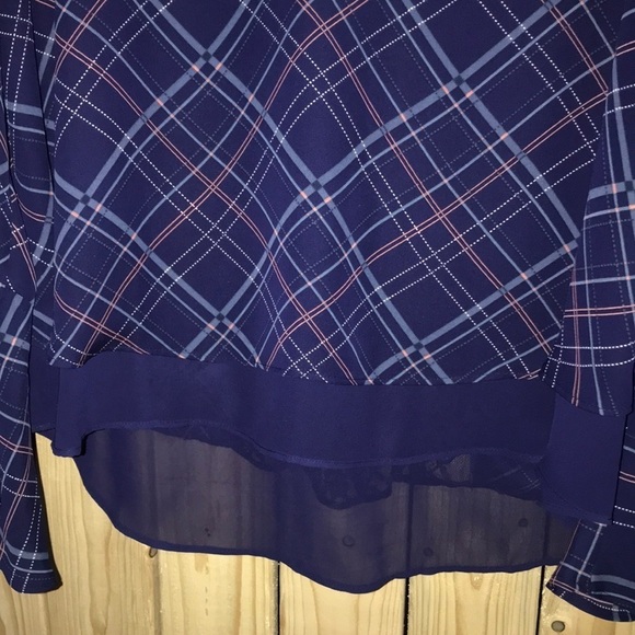 Lauren Conrad Double Layer Plaid Top S NWT - Picture 4 of 8